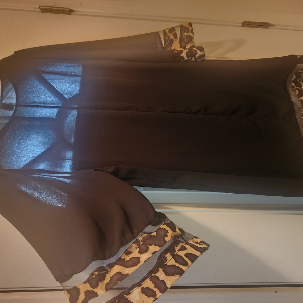 Elegant Black and Leopard Print Dress
